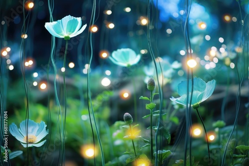 Neural Network Garden - A lush garden visualized as a network of interconnected neurons, representing AI's growth and learning - AI Generated