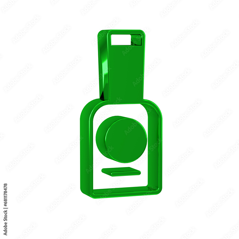 Fototapeta premium Green Bottle of nail polish icon isolated on transparent background.