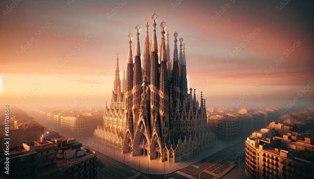 Obraz na płótnie Dawn's Light on Sagrada Família w salonie