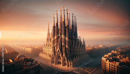 Dawn's Light on Sagrada Família photo