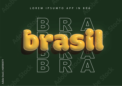 3d Brazil text effect inflate 