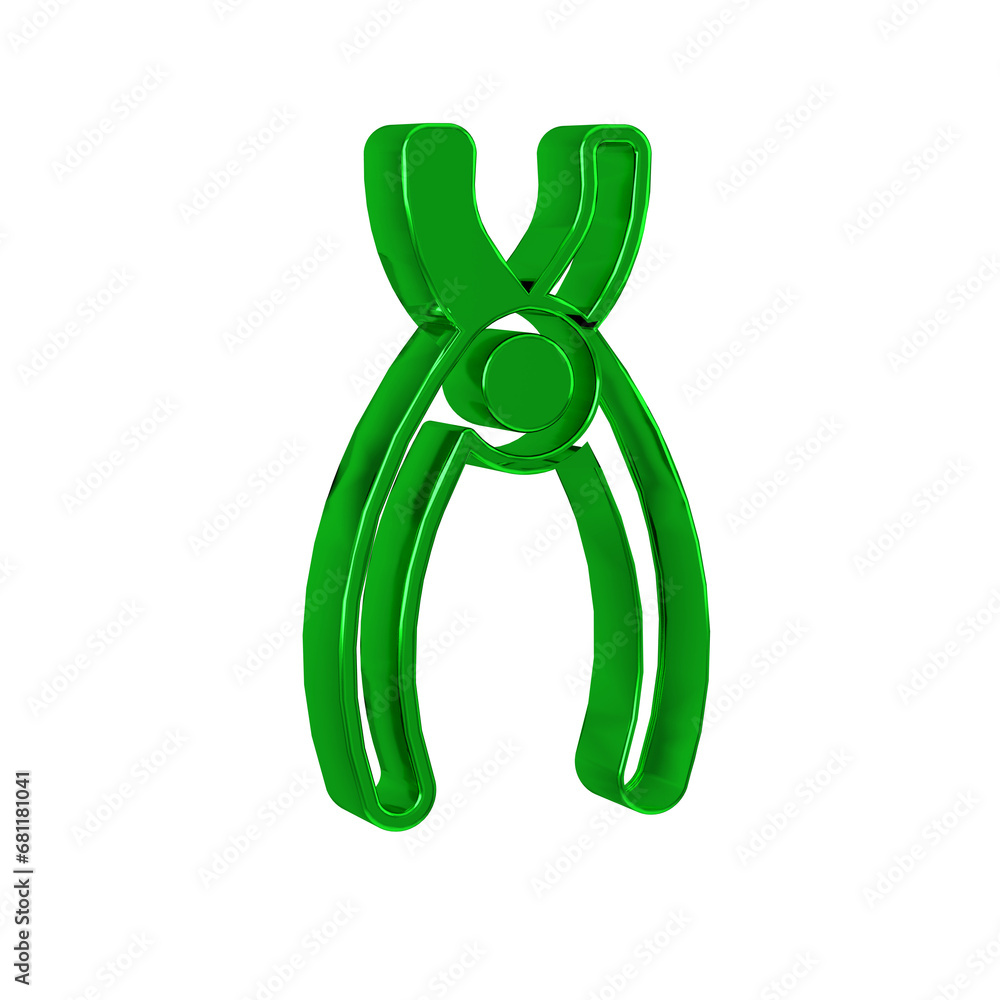 Green Dental pliers icon isolated on transparent background. Dental equipment. Green Dental pliers icon isolated on transparent background. Dental equipment.