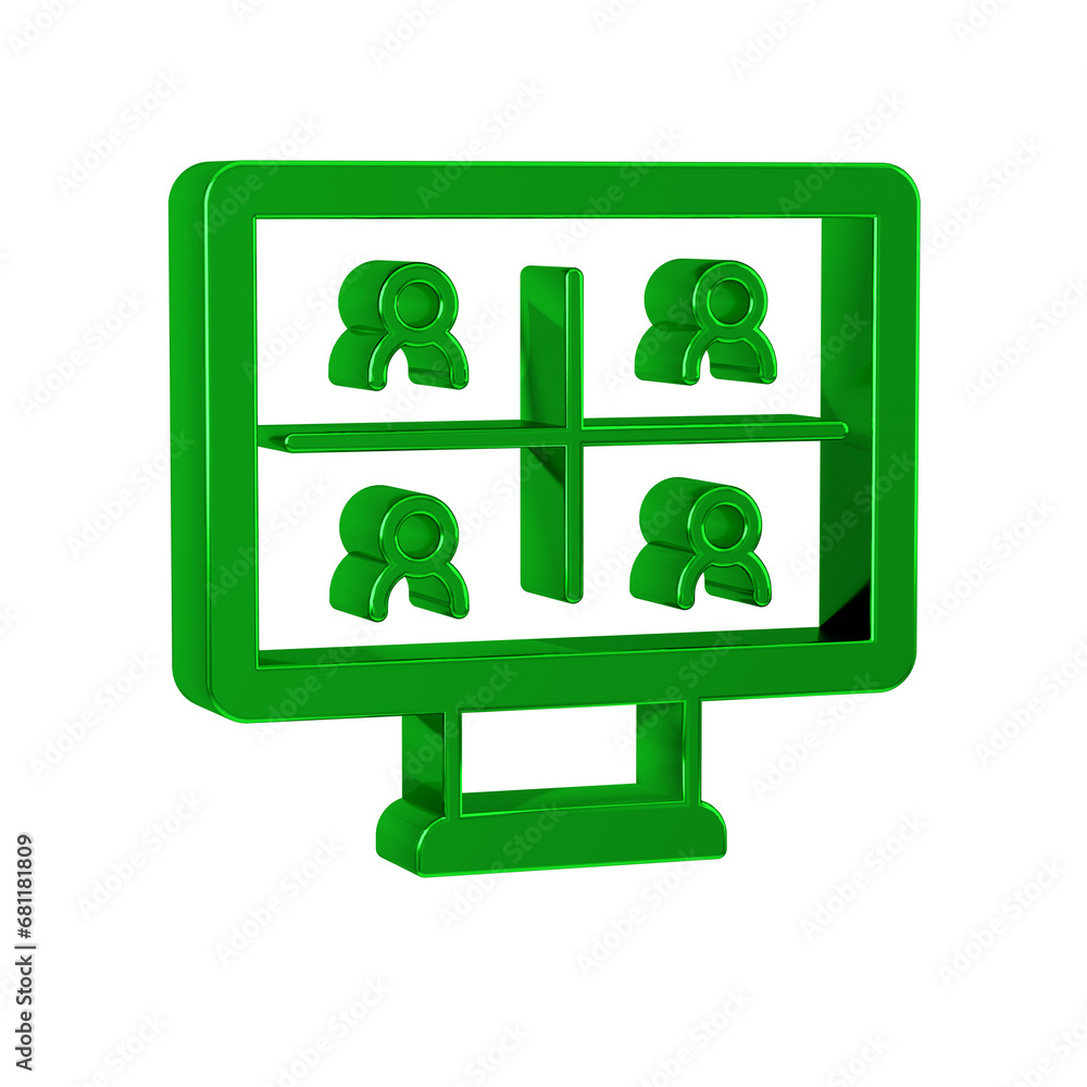 Green Video chat conference icon isolated on transparent background. Online meeting work form home. Remote project management. Green Video chat conference icon isolated on transparent background. Online meeting work form home. Remote project management.