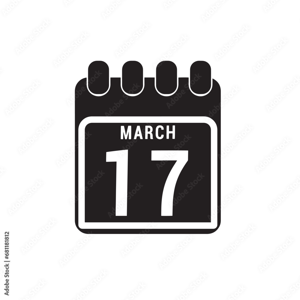 Calendar displaying page of the day 17 (seventeenth) of the March - Day 17 of the month. Illustration