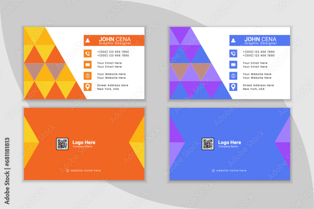 Creative and modern business card template, 2 colors business card design, double sided business card template modern