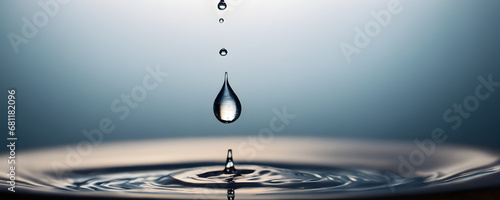 Macro Capture of a Single Water Droplet Creating Ripples on Tranquil Surface - High-Speed Photography, Clarity and Purity Concept