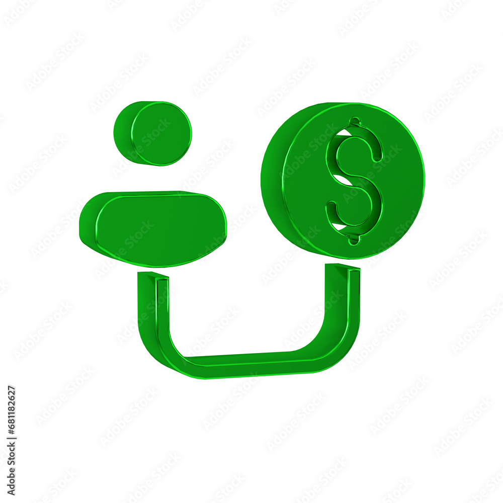 Green Human and money icon isolated on transparent background. Concept of attracting investments. Big business profit attraction and success. Green Human and money icon isolated on transparent background. Concept of attracting investments. Big business profit attraction and success.