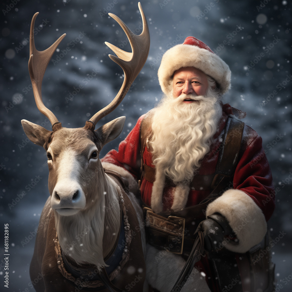 Santa Claus with a reindeer Santa Claus with a reindeer