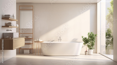 a bathroom with a white tile wall and a tile floor and a white bathtub