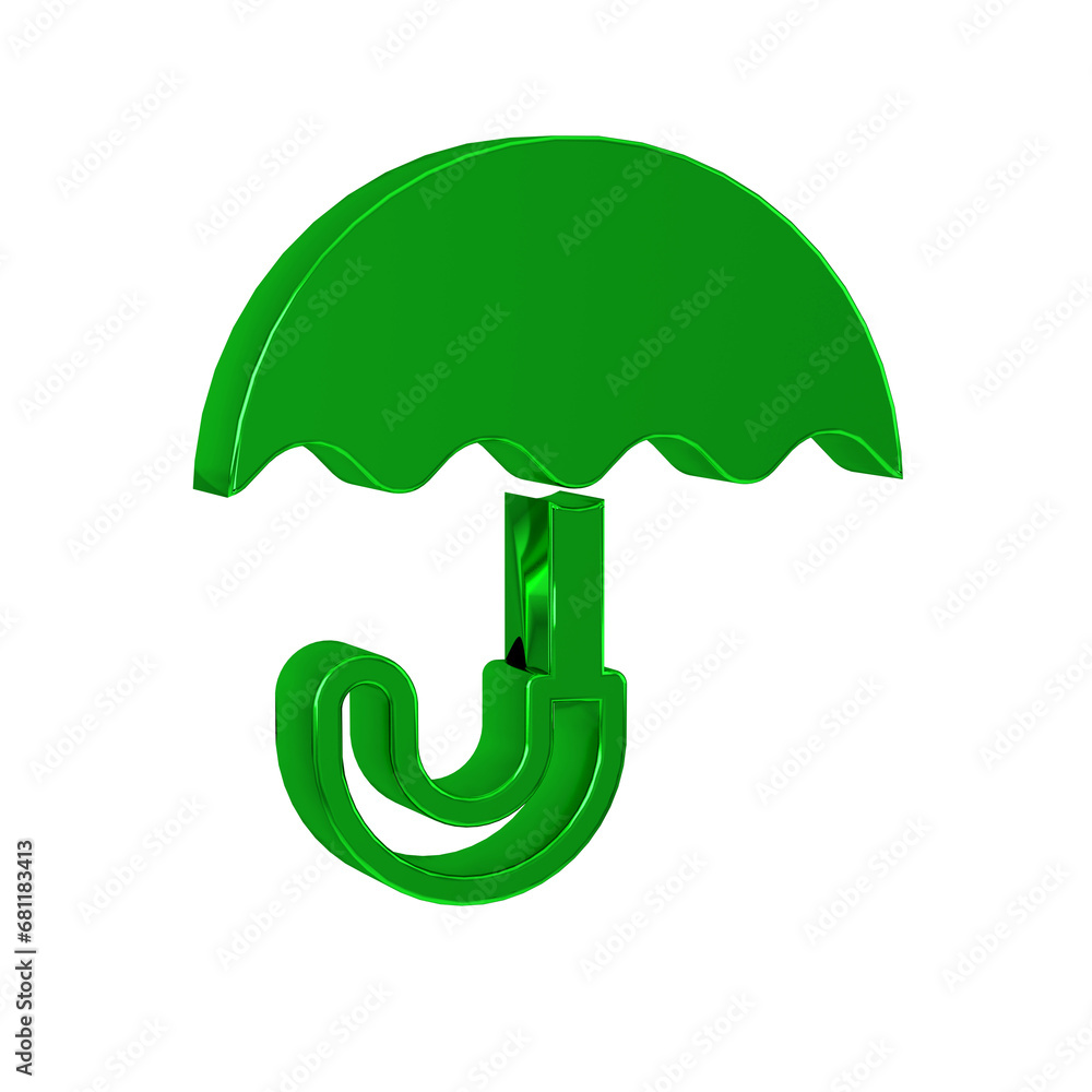 Green Classic elegant opened umbrella icon isolated on transparent background. Rain protection symbol.