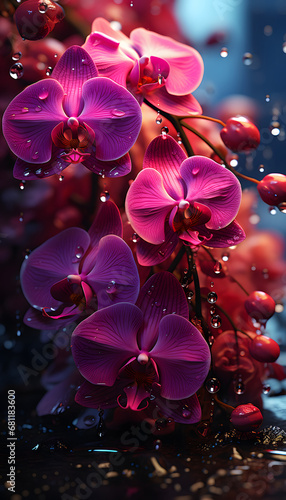 Orchid neon flower generative ai