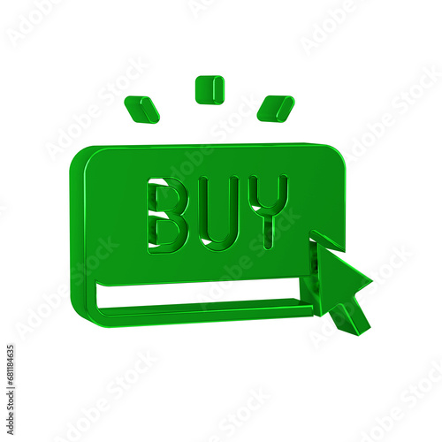 Green Buy button icon isolated on transparent background.