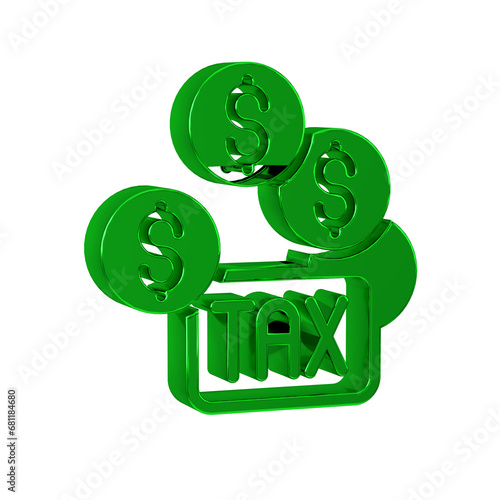 Green Tax payment icon isolated on transparent background. photo