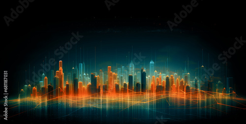 Abstract futuristic night city, Concept for IOT, smart city, speed connection and taintless advanced communication network. © Summit Art Creations