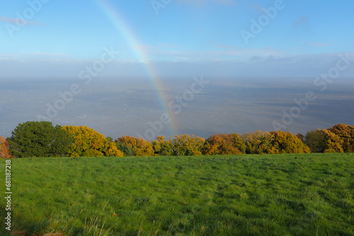 A rainbow at sea, autumn, Exmoor National Park.