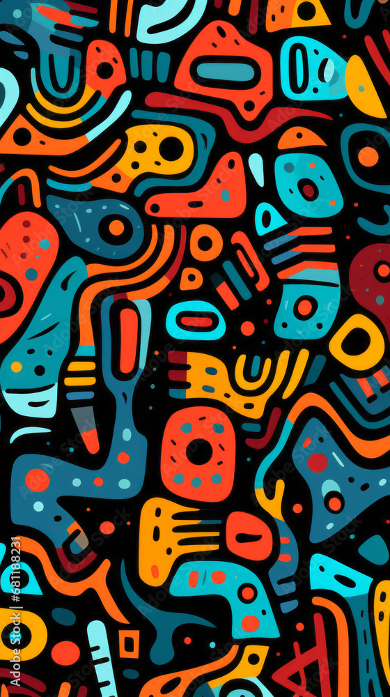 Graphic Colorful modern hand drawn trendy abstract pattern