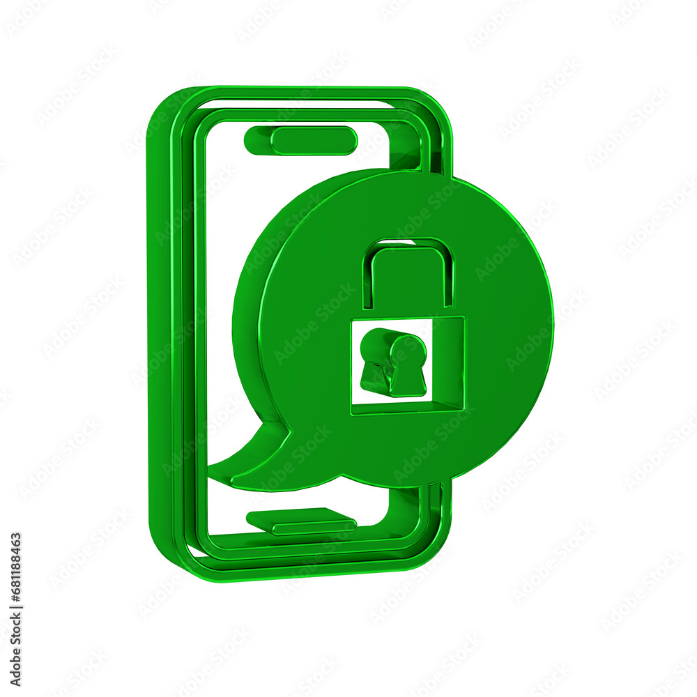 Green Smartphone with closed padlock icon isolated on transparent background. Phone with lock. Mobile security, safety, protection concept. Green Smartphone with closed padlock icon isolated on transparent background. Phone with lock. Mobile security, safety, protection concept.