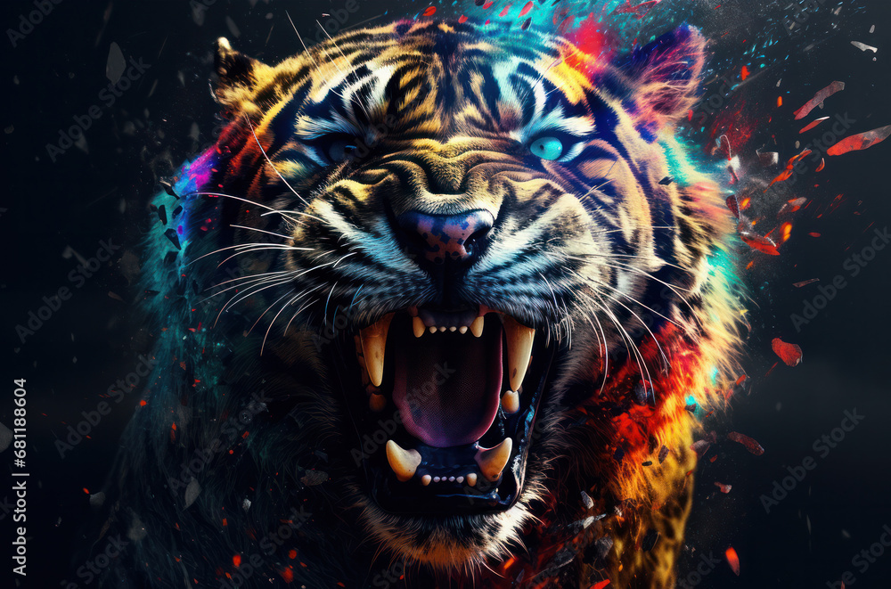 Bright and colorful tiger poster