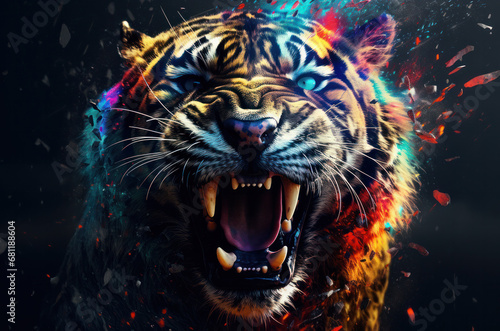 Bright and colorful tiger poster