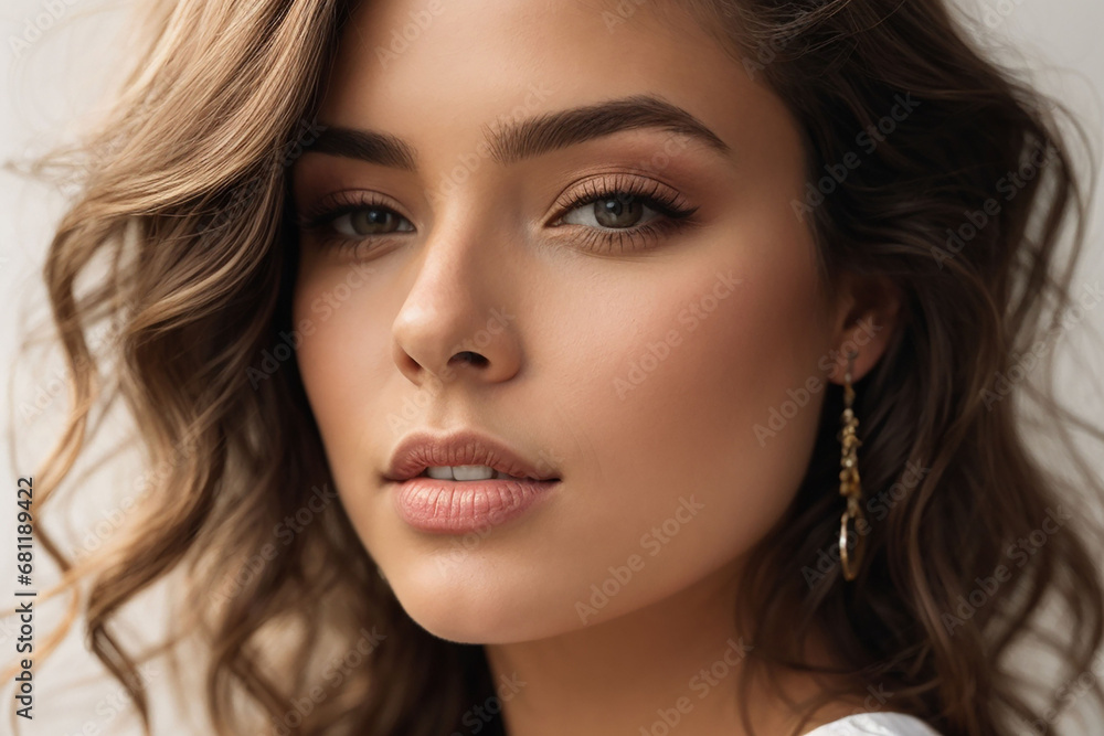 Portrait of a woman, Closeup side profile portrait of beautiful european woman, Isolated on white background Portrait of a woman, Closeup side profile portrait of beautiful european woman, Isolated on white background