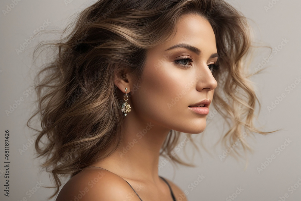 Portrait of a woman, Closeup side profile portrait of beautiful european woman, Isolated on white background Portrait of a woman, Closeup side profile portrait of beautiful european woman, Isolated on white background
