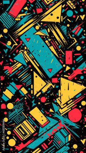 Geometric-Style Colorful Modern Hand-Drawn Trendy Abstract Pattern