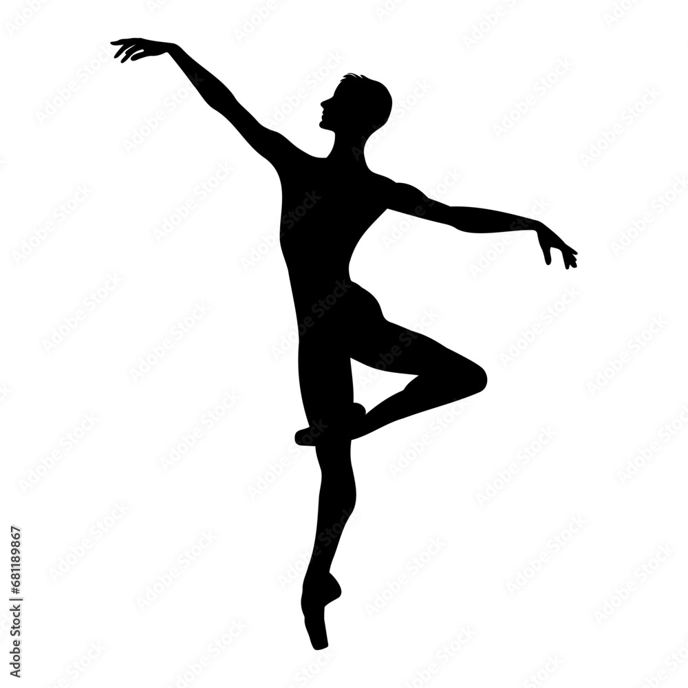 Male ballet dancer silhouette. Vector illustration