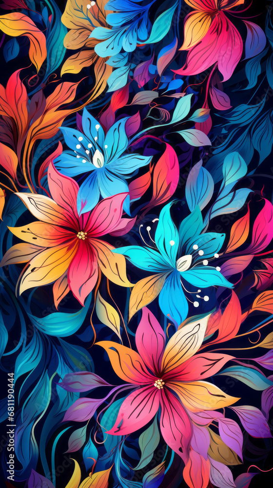 floral Colorful modern hand drawn trendy abstract pattern