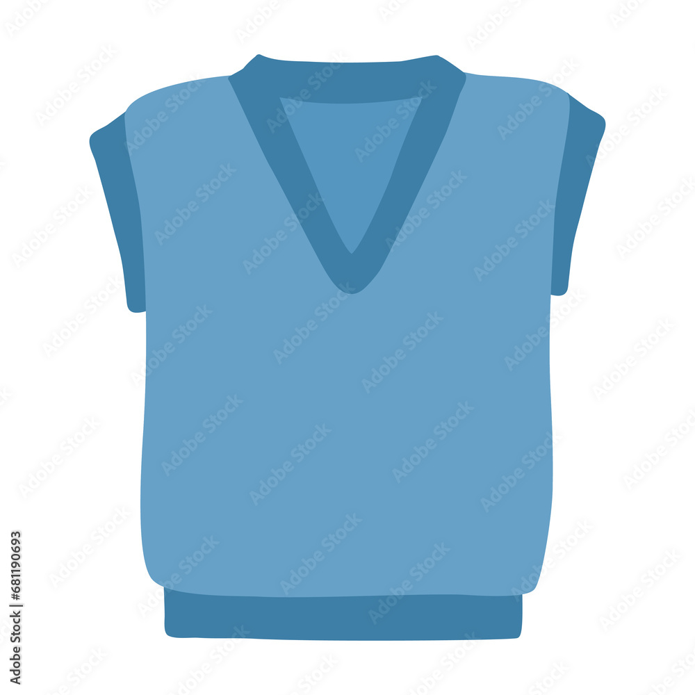 Warm knitted blue vest, autumn or winter clothes element, vector Warm knitted blue vest, autumn or winter clothes element, vector