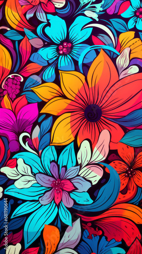 Floral-Style Colorful Modern Hand-Drawn Trendy Abstract Pattern