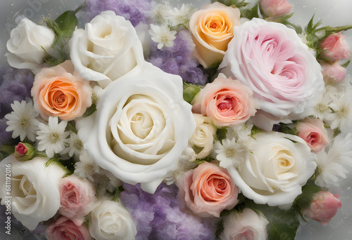 Group of polished refined white and light pink flowers