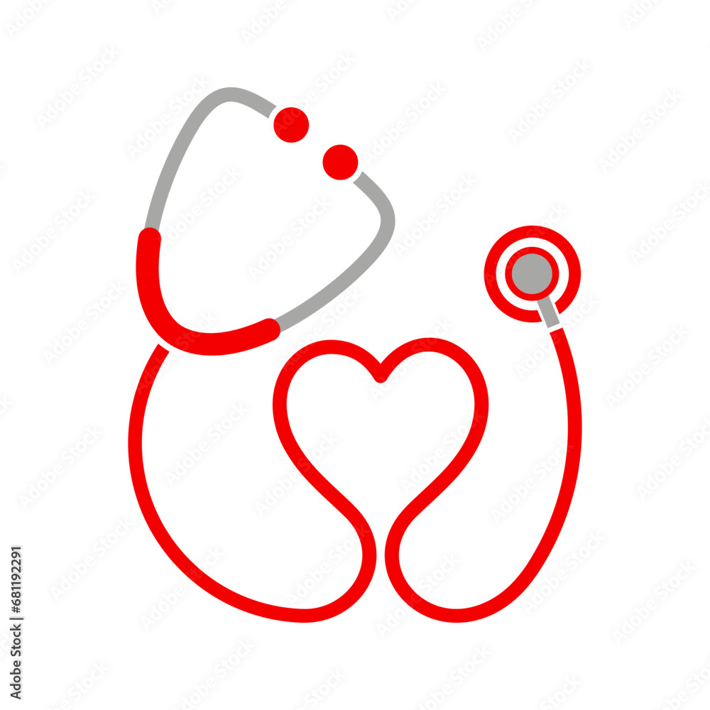 Symbol zdrowia i medycyny, stetoskop i serce  - obrazy, fototapety, plakaty 