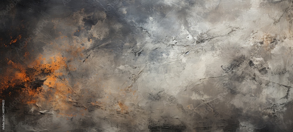 Abstract Painting in Shades of Grey with Textures and Brushstrokes