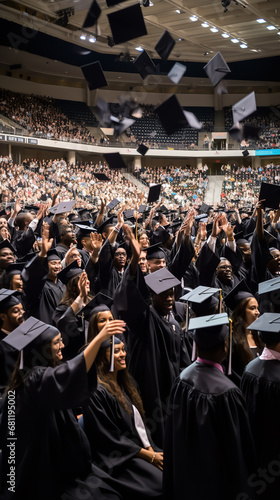 graduates adorned in black gowns and mortarboards