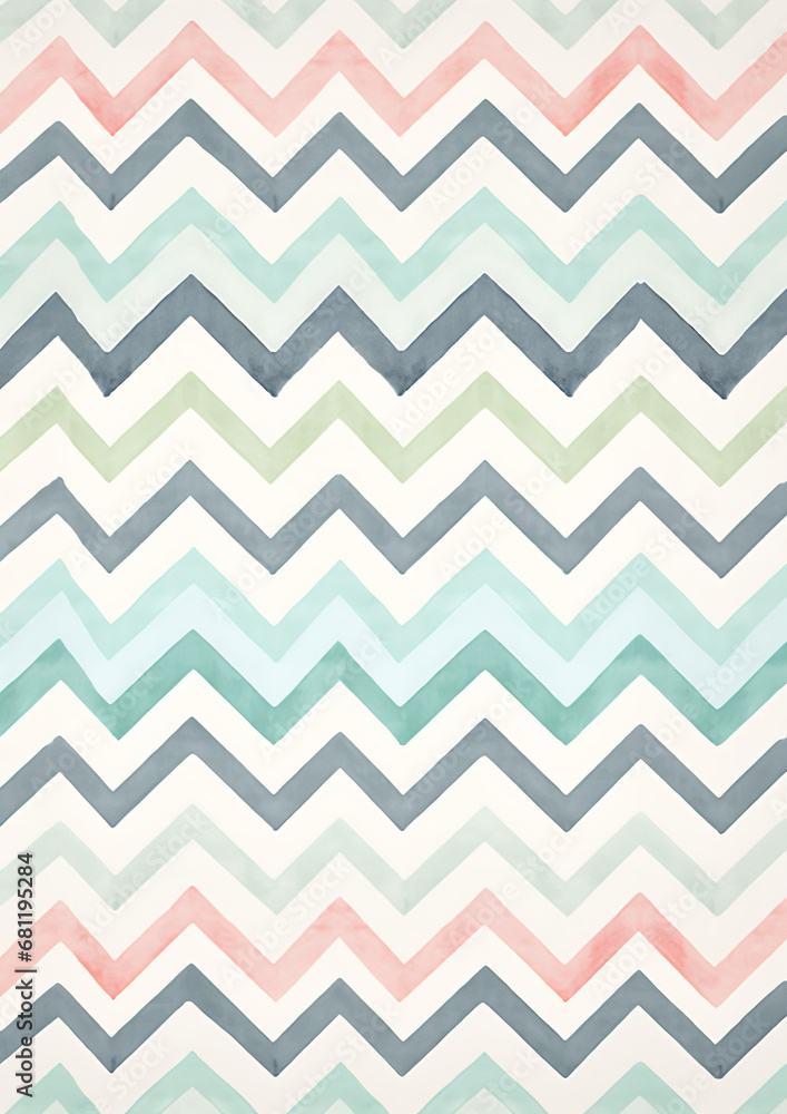 Watercolor illustration of zigzag lines pattern, digital paper, vintage minimalist aesthetic Watercolor illustration of zigzag lines pattern, digital paper, vintage minimalist aesthetic