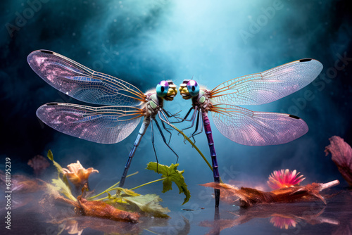 An award-worthy shot of dragonflies engaged in a delicate dance. © Hunman