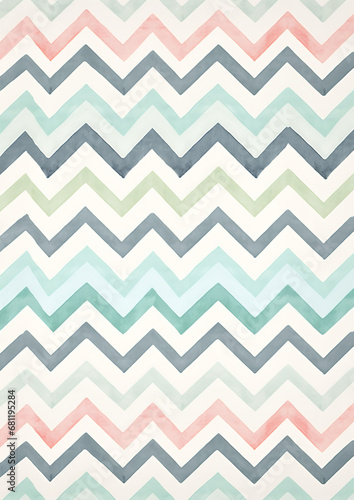 Watercolor illustration of zigzag lines pattern, digital paper, vintage minimalist aesthetic