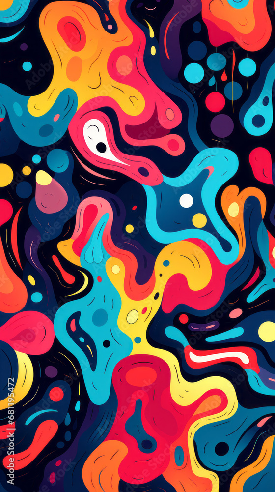 Colorful modern hand drawn trendy abstract pattern