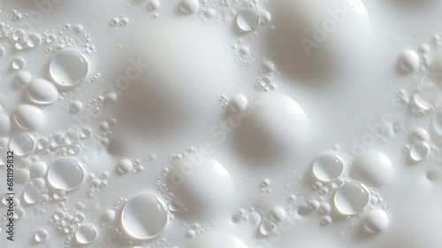 Foam bubbles. Abstract white soapy foam texture. shampoo foam with bubbles. Face cleansing mousse sample.