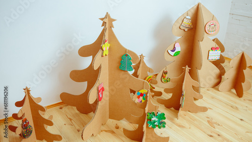Christmas Tree Made Of Cardboard. New Year