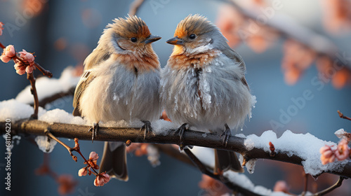 Birds in winter. Generative AI