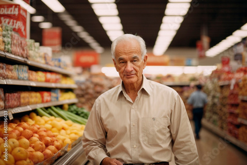 adulto mayor en el supermercado photo