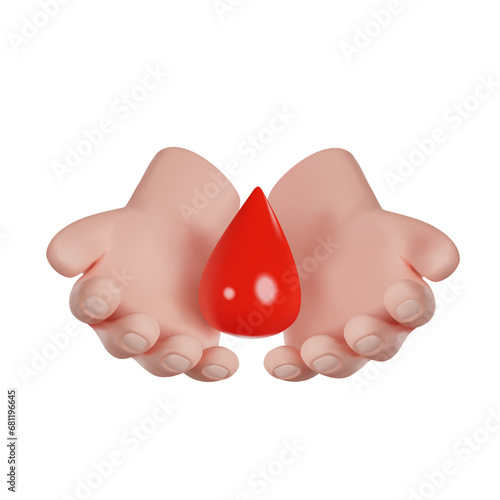 World Blood Donor Day. Blood donation. Give blood save life. 3D render vector illustration