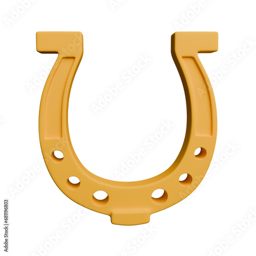 3d horseshoe icon isolated on white. 3d rendering