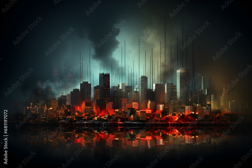 Dystopian Cityscape under a Threatening Sky
