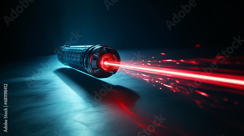 Abstract 3d laser ray technology device dark background