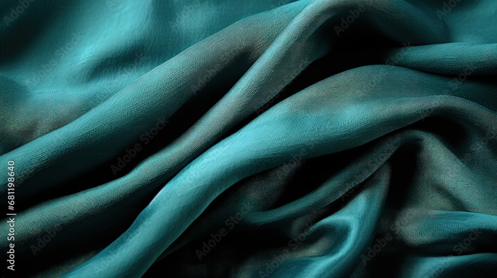 Teal-colored Silk Cloth with Visible Folds and Depth Teal-colored Silk Cloth with Visible Folds and Depth