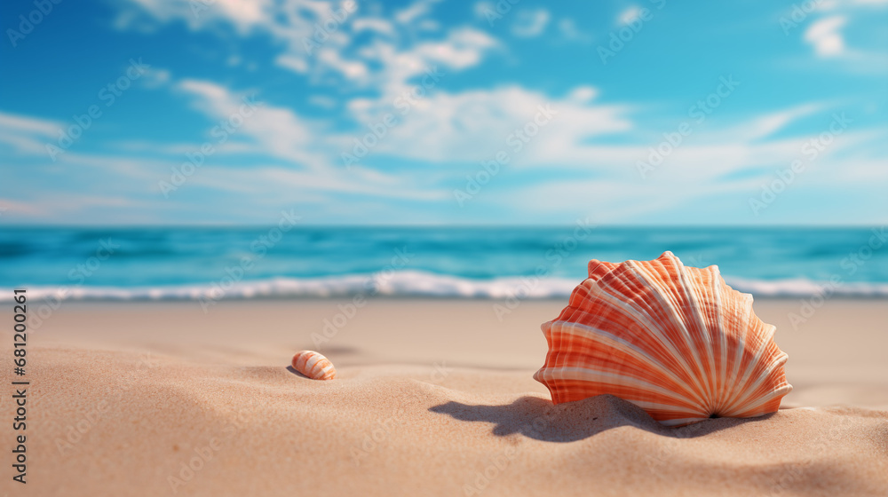 Seashore Serenity: Exotic Shell on the Beach. Ai generative Seashore Serenity: Exotic Shell on the Beach. Ai generative