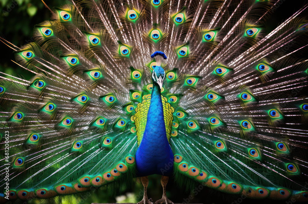 Obraz premium peacock opening tail background