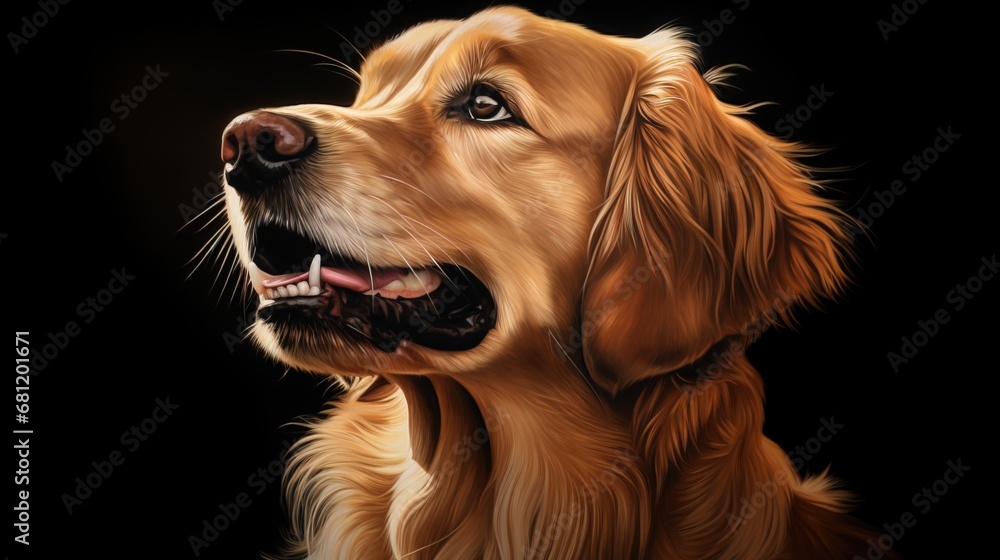 In the spotlight, a Golden Retriever stands majestic, its portrait a celebration of the breed's bea
